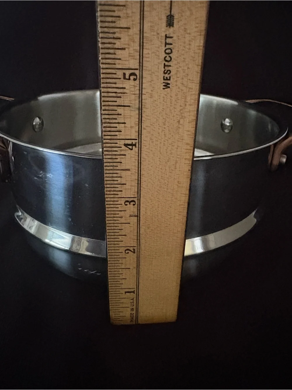Viking Stainless Steel Steamer Insert Pot with Copper Rose Gold Handles
